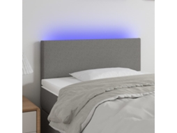 Vidaxl Cabeceira De Cama C/luzes Led Tecido 100x5x78/88cm Cinza-escuro