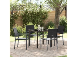 Vidaxl Conjunto De Jantar Para Jardim 5 Unid. Preto Rattan De Pe