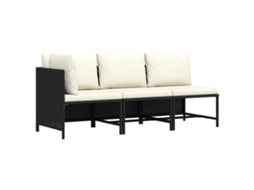 Vidaxl 3 Pcs Conjunto Sofás De Jardim Com Almofadões Vime Pe Preto