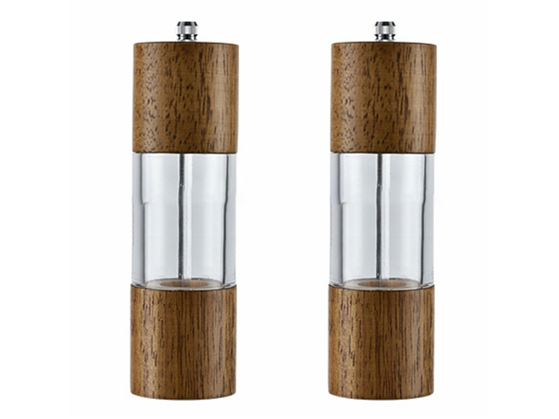 Conjunto de moedores de Sal e Pimenta AQUAFORGE, acrílico e madeira, manual
