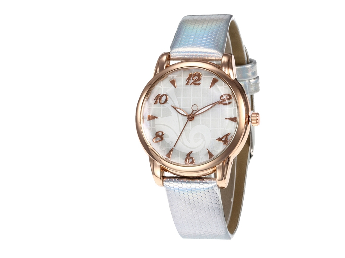 Relógio de Pulso Feminino de Couro Estilo Business Casual Quartzo Moda Prata