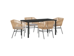 Conjunto 5 De Jantar De Jardim Vidaxl Com Almofadas Marrom Em Rattan Poliéster