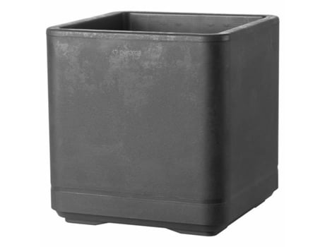 Vaso Deroma Antracite 38 X 38 X 39 Cm Plástico Quadrado Cubo 38 Cm