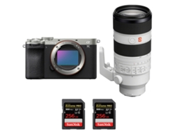 A7c Ii Prateado + Fe 70 200mm F/2.8 Gm Oss Ii + 2 Sandisk 256gb Uhs ii 300mb/s Máquina Fotográfica Híbrida + Ebook Pricedirect SONY