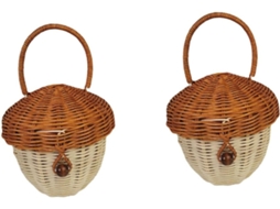 Conjunto De 2 Cestos De Vime Para Meninos E Meninas Com Alças E Tampas, Cestos Decorativos Em Formato De Bolota Para Fotografia.