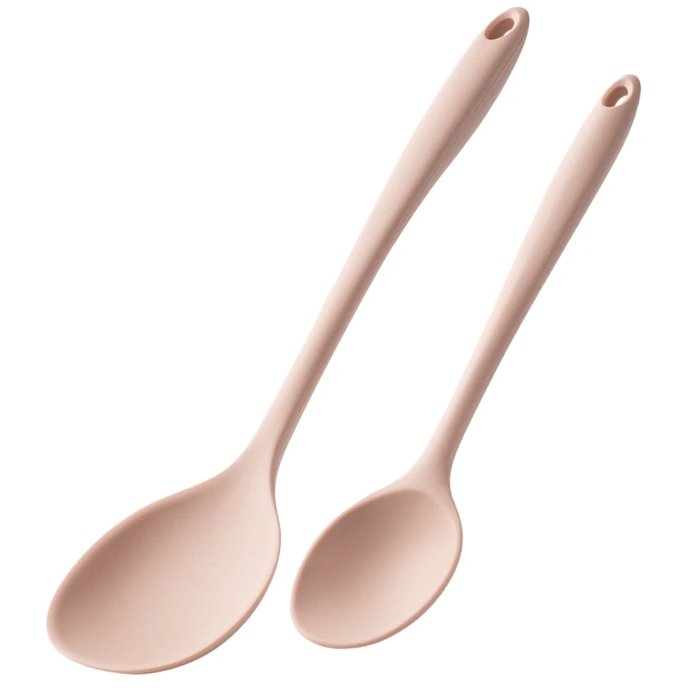 Colheres de Sopa de Silicone, Antiaderentes e Resistentes Ao Calor, com Cabo Longo, Ideais para Cozinhar em Casa. MDUG (conjunto Rosa de 2 Peças)