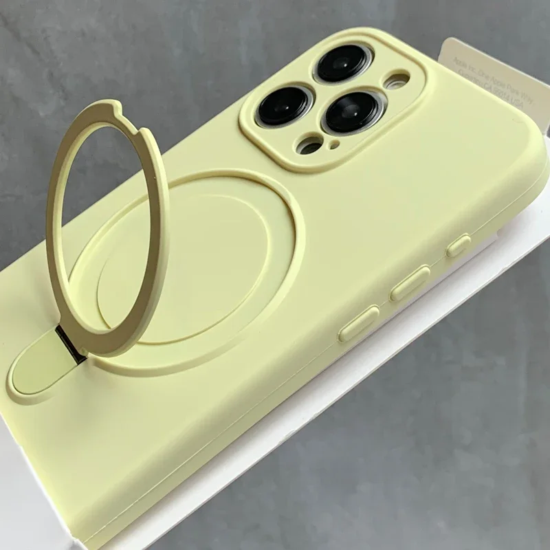 Capa Protetora De Silicone Líquido (amarela Para Iphone 11) Com Suporte.
