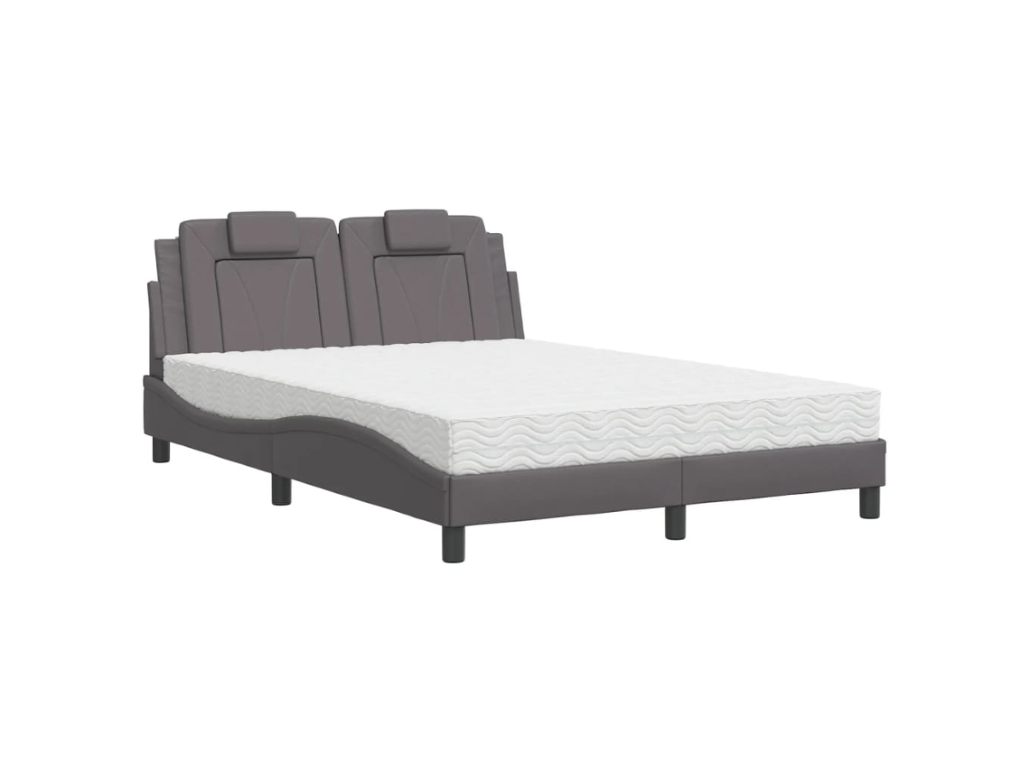 Bed, Beds Vidaxl Cinzeto Couro Artificial (140 X 190 Cm)