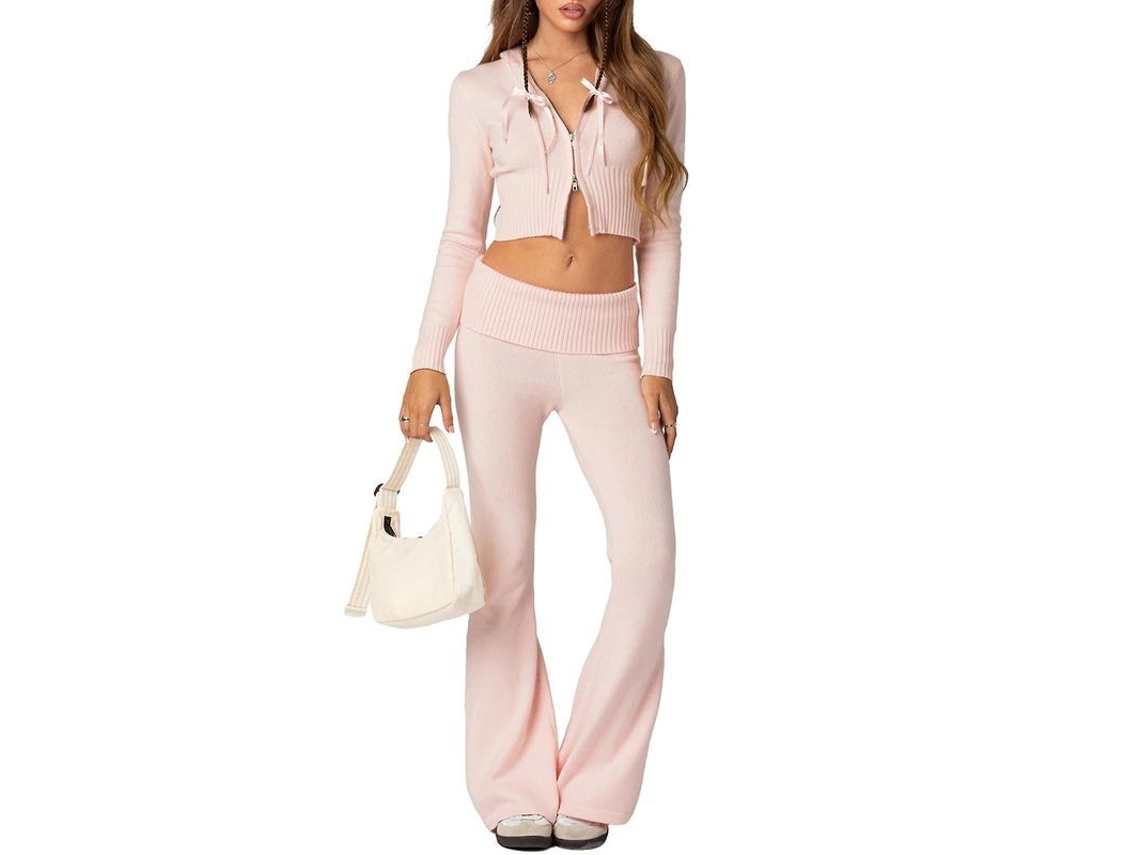 2026 conjunto de Dos Piezas de Invierno para Mujer: Sudadera Con Capucha Y Pantalones de Tejido Y2k