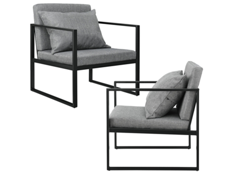 Conjunto de Cadeiras de Jantar [EN.CASA] (2 Un - Cinzento Escuro - 70x60x60 cm - Ferro)