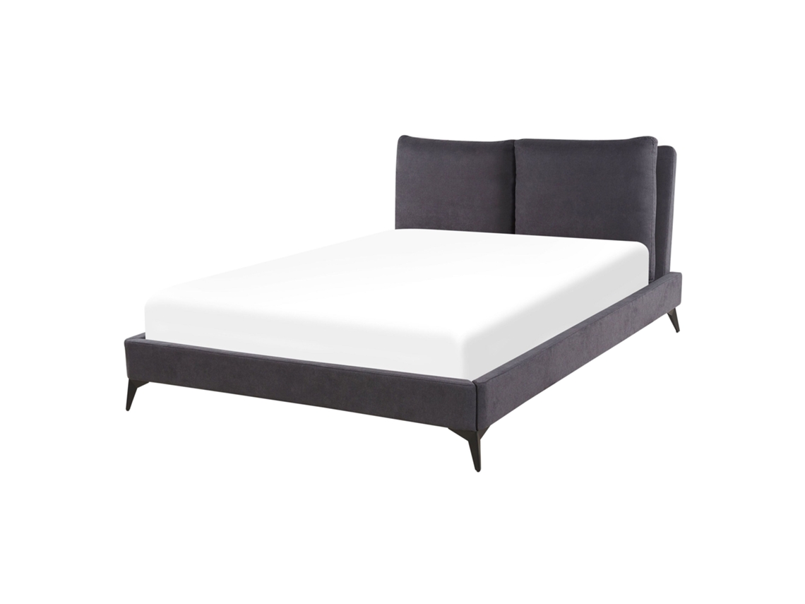 Cama Beliani Melle De Chenilla Gris 156x233x98