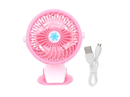Mini Ventilador Usb Portátil Recarregável Clip Vermelho