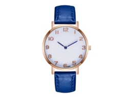 Reloj De Cuarzo Para Hombre Con Correa De Cuero Pu Moda Dial Numeral Punta Azul Azul Real