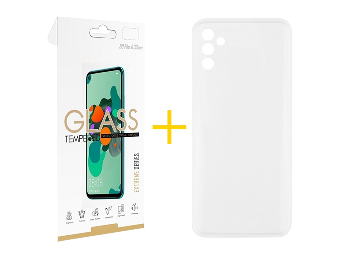 Pack 1 X Película de Vidro Temperado 2.5D + Capa SKYHE Samsung Galaxy A34 5G Silicone Liso Transparente Clear