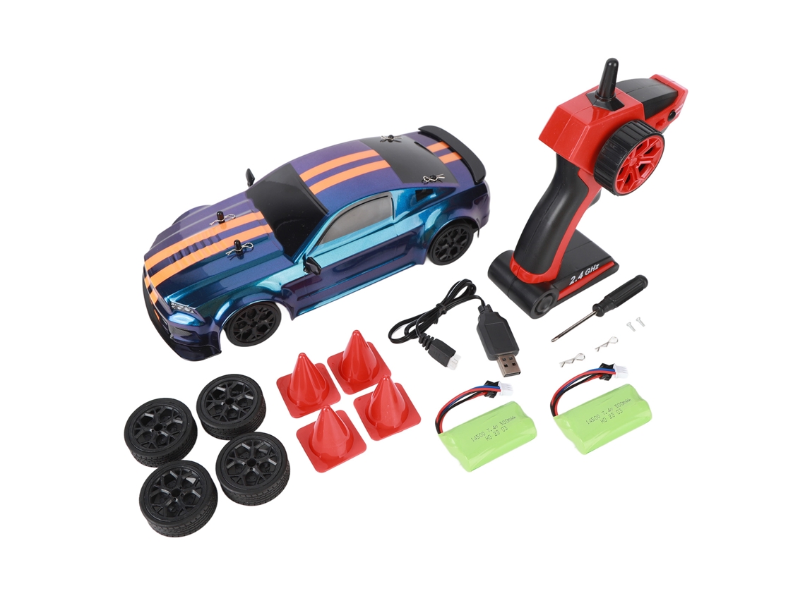 Mali carro de Drift Rc 1/14 4wd com Controle Remoto 2.4g, Luz Dianteira, 2 Conjuntos de Rodas e Baterias Duas