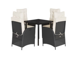 Conjunto de 5 Jantar para Jardim com Almofadões Vime Pe Preto MAISON EXCLUSIVE