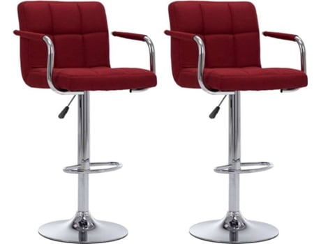 Cadeiras de bar 2 pcs tecido vermelho tinto