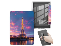 Capa PANOONA para Kindle 7" 12ª Geração com pulseira de pulso segura torre Eiffel