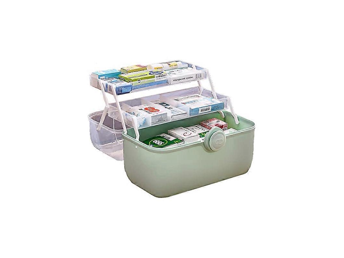 Caixa Para Medicamentos, 3 Camadas, Caixa Para Remédios Uso Doméstico, Recipiente Para Medicamentos, Verde