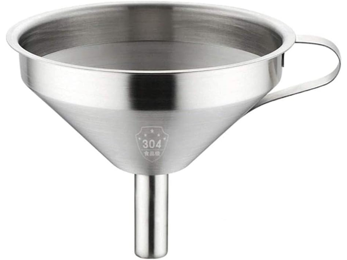 Funil De Aço Inoxidável 10 Cm, Funil De Alta Qualidade Para Alimentos, Fácil De Guardar Com Suporte Em Forma Anel, Próprio Para Lava, Louças(10 Cm