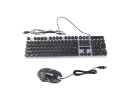 Combo De Teclado E Mouse Retro Iluminado Com Fio