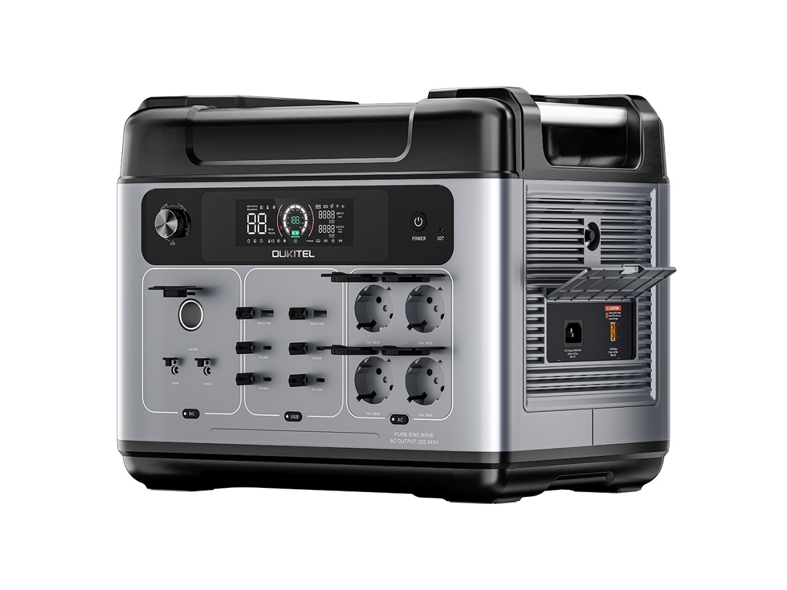 Estação De Energia Portátil Oukitel P2001 Plus, 2400w Saída Ca, Bateria Lifepo4 2048wh, 13 Tomadas, 80 De Carga Em 1 Hora, Controle Por Aplicação