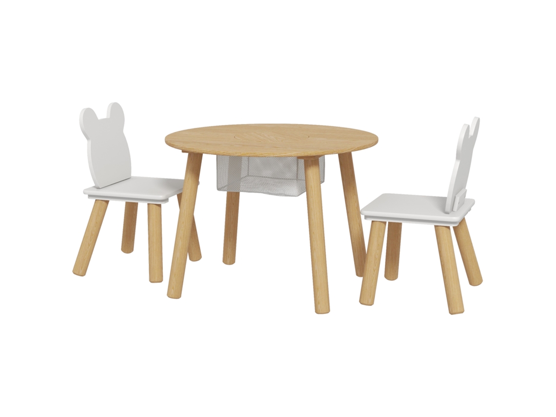 Conjunto Mesa 2 Cadeiras Infantil 3-6 Anos Com Encosto Urso