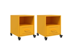Bedside Cabinet, Bedside Cabinets Vidaxl Amarelo Aço (n/a)