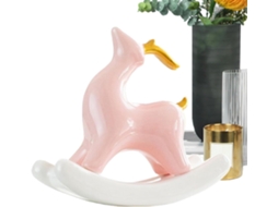 Estatueta de Veado Cer Mica com Balan o Decora para Escrit Rio e Presente Natal Anivers Casa Mesa Prateleira Lareira VAYOTOY