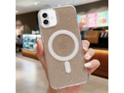 Capa Transparente Com Glitter Para Iphone 16 - Acrílico - Magsafe - Dourada