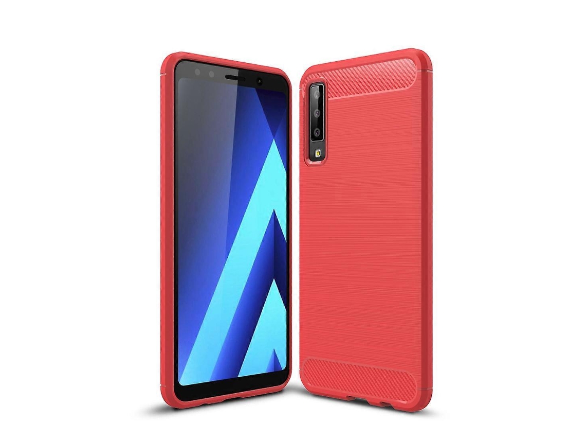 Capa Traseira Protetora Macia Antiderrapante E À Prova De Choque Para Galaxy A7/a750 Com Textura De Fibra De Carbono Escovada Tpu