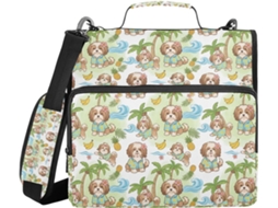 Pasta Estilo Havaiano Tropical Com Estampa De Cachorrinho, Marrom E Branca, Com Alça À Prova D Água, 3, 8cm 1, 5 Polegadas