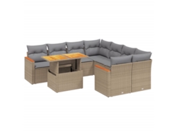 Conjunto de 9 Sofás para Jardim com Almofadões Vime Pe Bege MAISON EXCLUSIVE (90x200 cm)