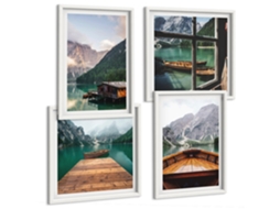 Composição De Quadros Paisagens De Montanhas Com Lagos Espelharte (4 Peças)
