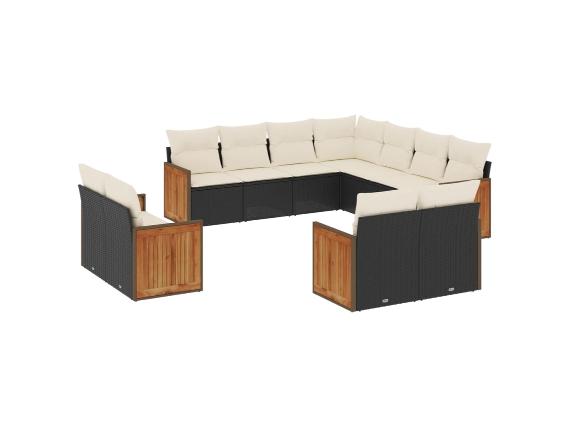 Garden Sofa Set, Garden Sofa Sets Vidaxl Preto Rattan / Vime (n/a)