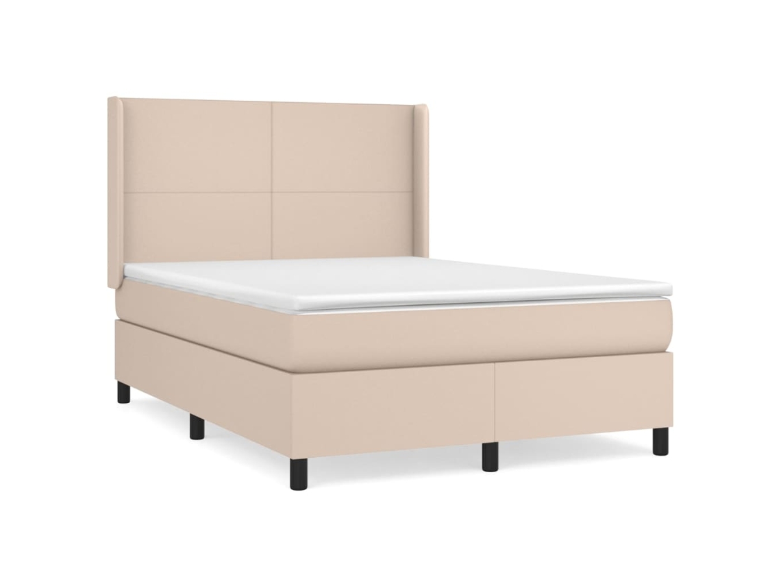 Cama com Molas Couro Artificial Cappuccino MAISON EXCLUSIVE 140x190 cm