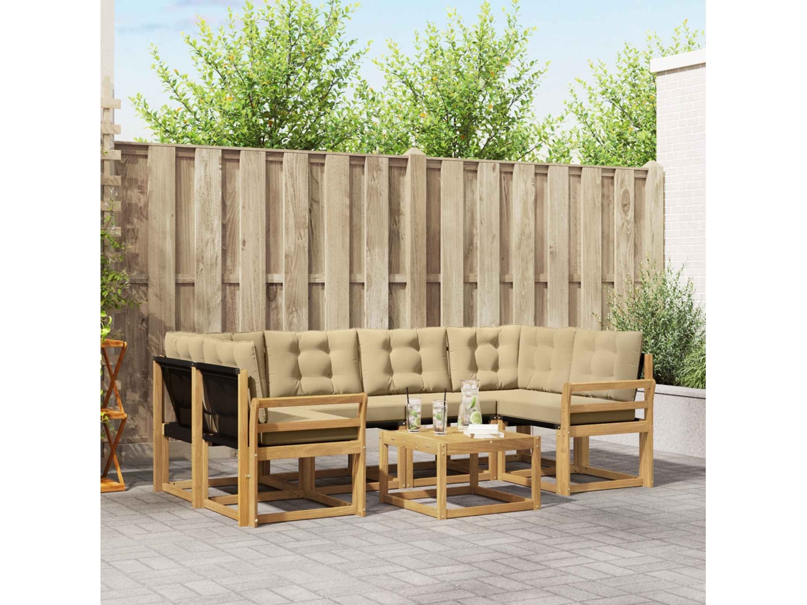 Vidaxl Conjunto De Sofás Para Exterior 7 Unid. Branco E Bege