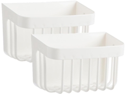 Conjunto De 2 Cestos Autoadesivos Para Prateleiras, Com Grande Capacidade E Material Resistente, Ideais Para Banheiros