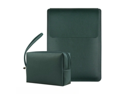 Capa para Portátil HEXINYIGJLY de 13 Polegadas para Mac Neo Material em Pele, com Bolsa para Acessórios Verde