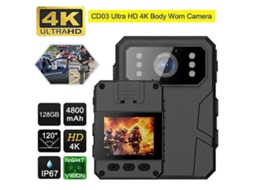 Mini Câmera Policial 4k Hd com Tela Ips Hd, Câmera Corporal Policial Portátil Hd para Uso Vestível. TAISHENGDA