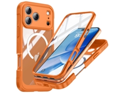 Capa Laranja De Vidro Temperado 9h À Prova De Choque, Compatível Com Iphone 17 Pro Max Com Carregamento Magnético.