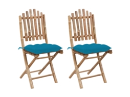 Vidaxl Cadeiras De Jardim Dobráveis C/ Almofadões 2 Pcs Bambu