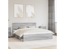 Vidaxl Estrutura Da Cama Com Cabeceira Cinza Sonoma 200 X 200 Cm