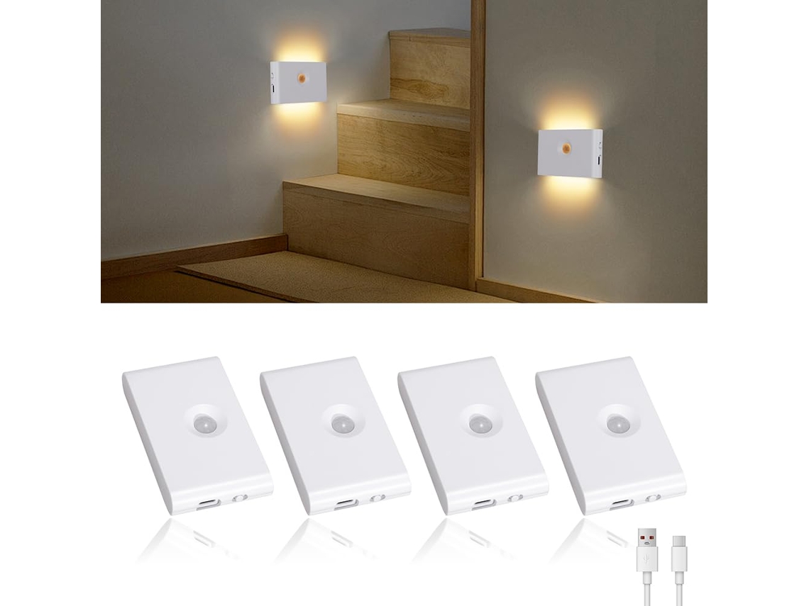 Luz Noturna Recarregável com Sensor de Movimento para Escadas, Ideal para Corredores, Escadas, Banheiro BRILVIBERA