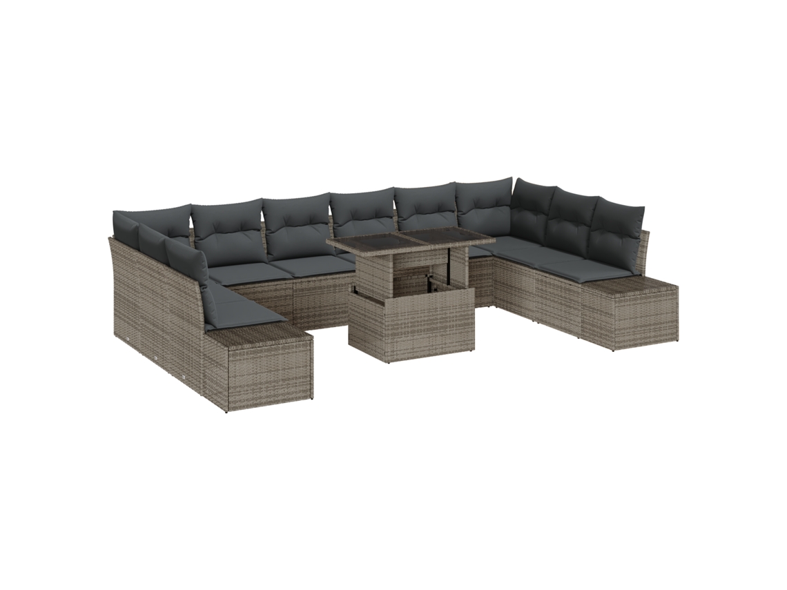 Conjunto 11 Sofá De Jardim Vidaxl Cinzento Vime Pe (344 X 209 X 85 Cm)