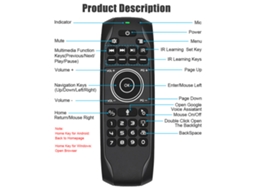 Aetheria teclado Mouse Sem Fio 2.4g com Iluminação por Trás Controle de Voz e Sensor 6 Eixos para Smart Tv Android Tv Box Pc