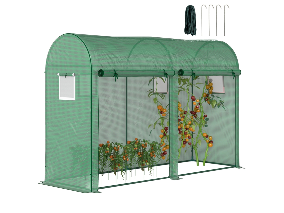 Estufa Túnel com 4 janelas e 2 portas 300x100x200cm verde BTFORUS