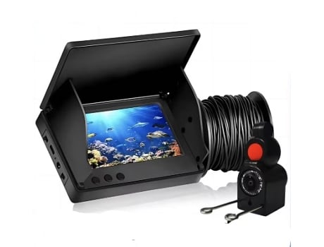 Câmera de pesca com cabo de 15 metros, monitor HD e bateria recarregável