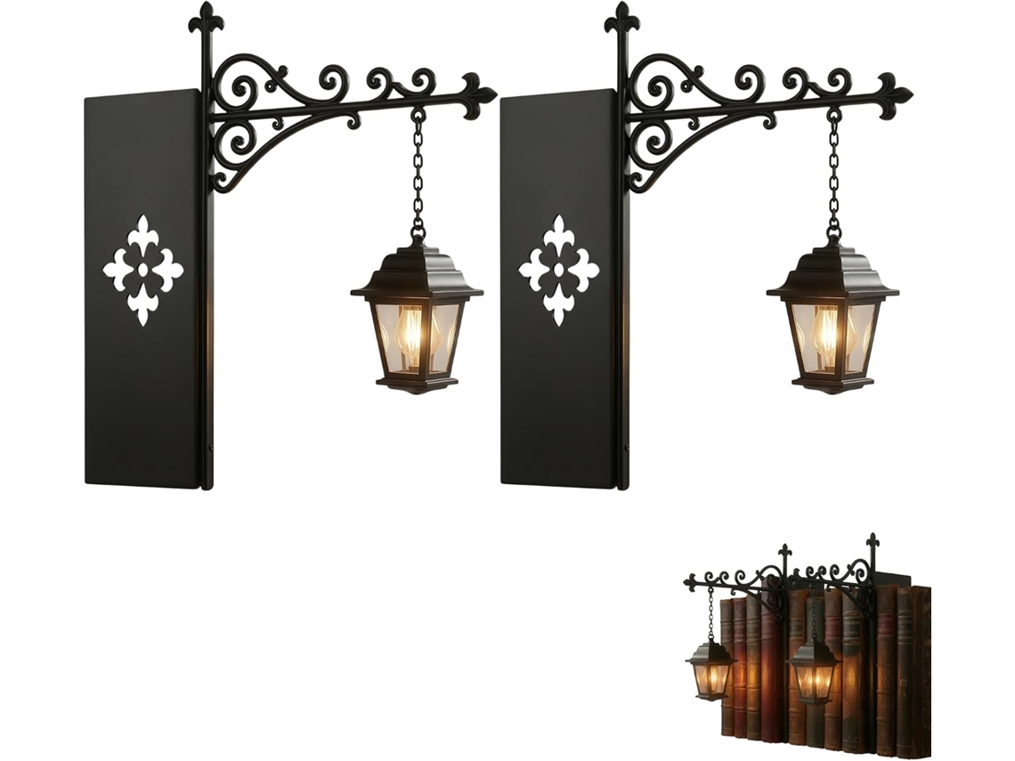 Luminária De Estante Estilo Lanterna Para Biblioteca, Suspensa Com