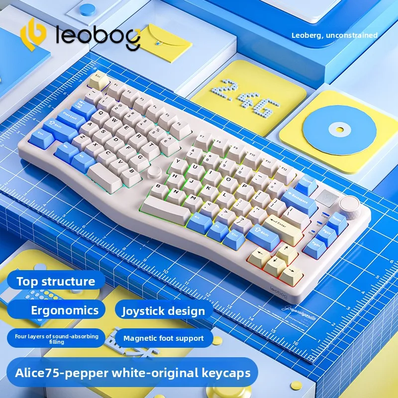 (branco) Teclado Mecânico Sem Fio Tri-mode Com Retroiluminação Rgb E Troca A Quente